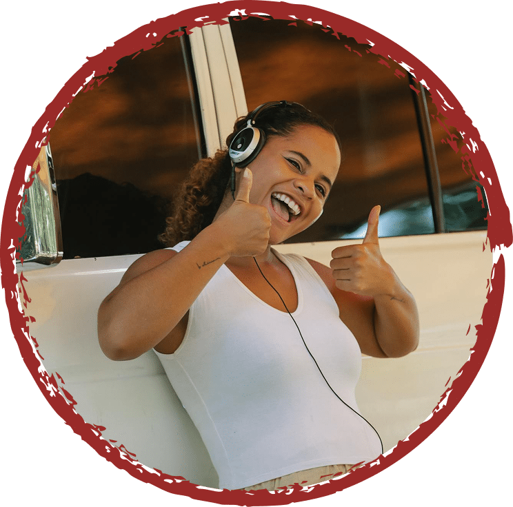 happy woman with her thumbs up