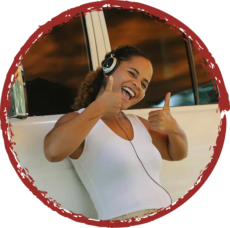 happy woman with her thumbs up